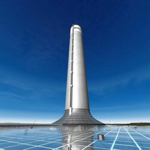 Солнечная башня от австралийской компании EnviroMission в пустыне Аризоны