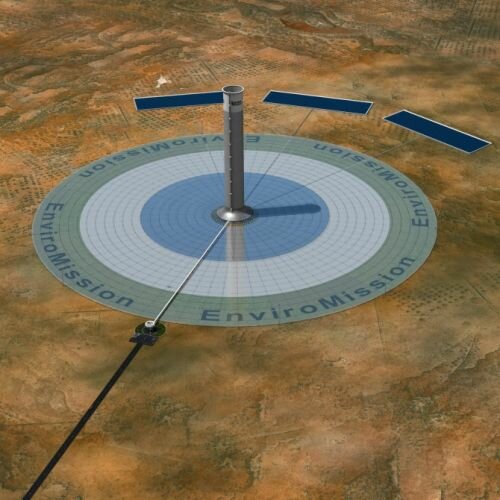 Солнечная башня от австралийской компании EnviroMission в пустыне Аризоны