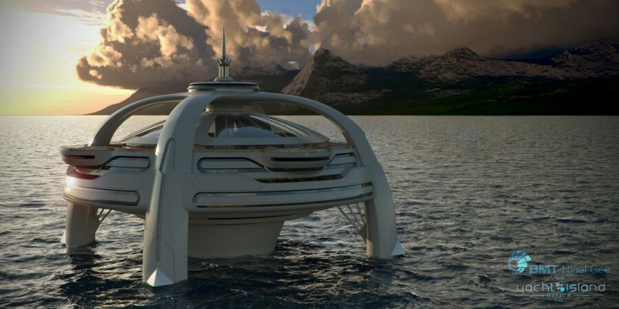 Проект плавающего острова Utopia от архитектурной студии Yacht Island Design и консалтинговой компании BMT Nigel Gee