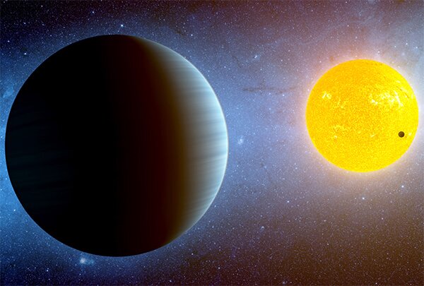 Экзопланеты Kepler-10c (слева) и Kepler-10b (иллюстрация НАСА / Ames / JPL-Caltech).